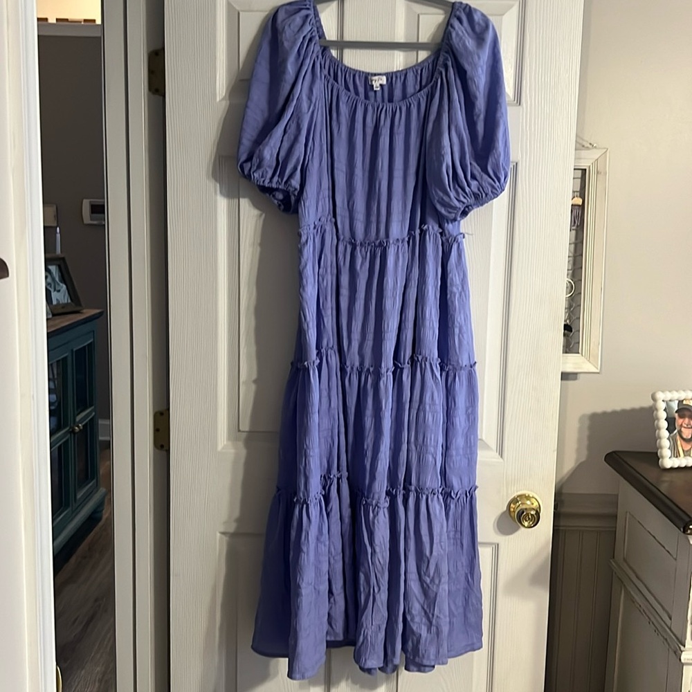 Purple tiered maxi dress